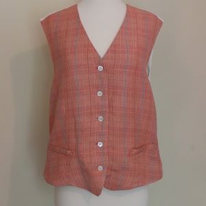 GAP Linen Plaid 5 Button Vest Size L